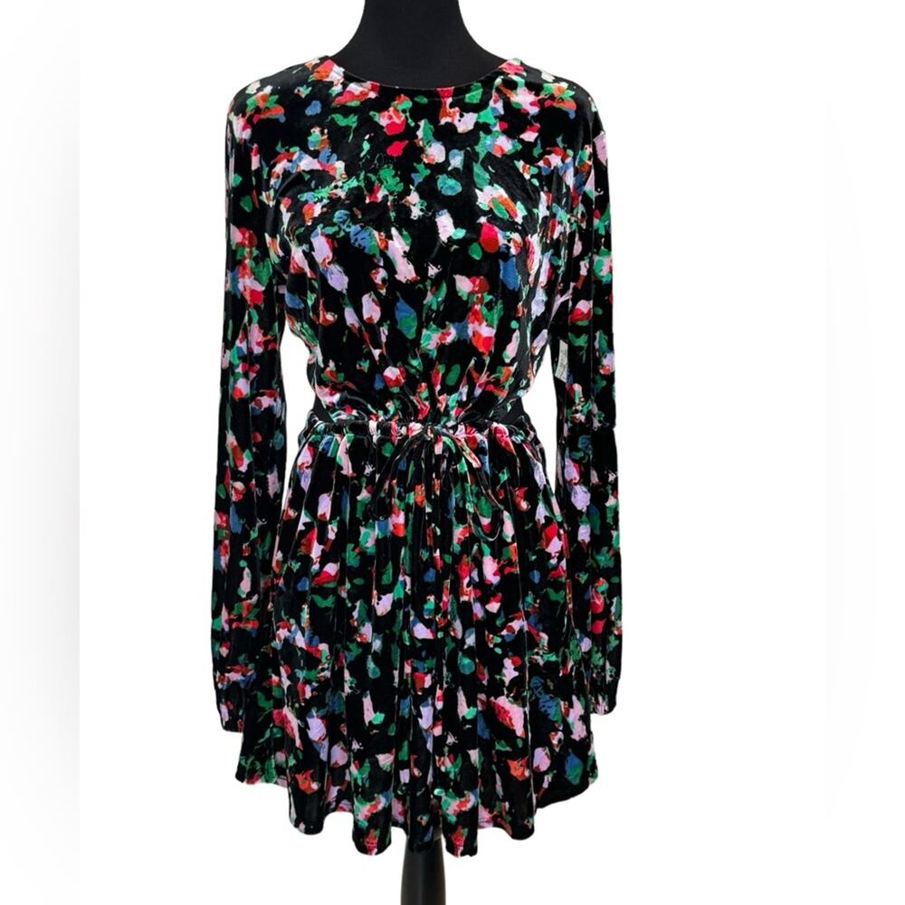 New OPEN EDIT / NORDSTROM Floral Velvet Cut Out Back Mini Dress XL